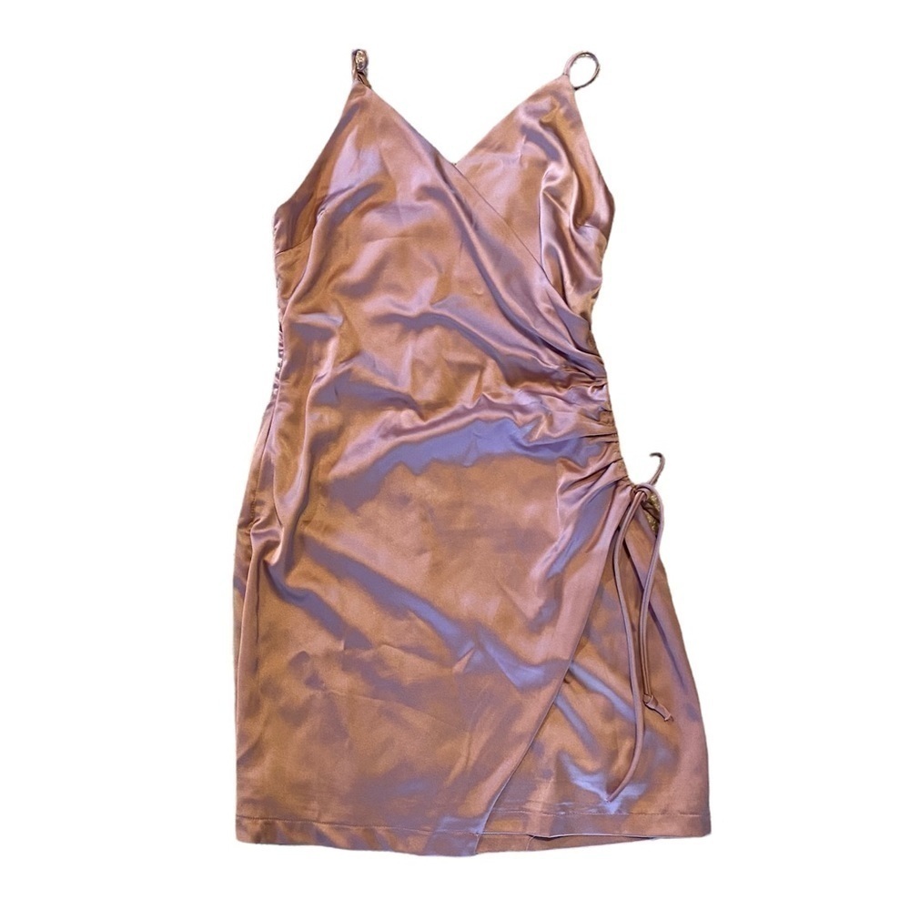 NWT Altar’d State Madelyn Satin Like Faux Wrap Dress, Pink, Size Small